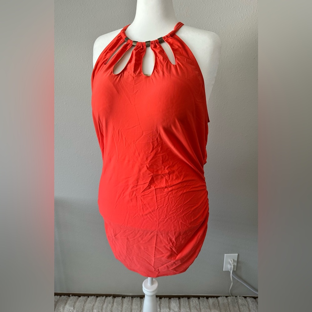 Lane Bryant Swim by Cacique Orange Halter Neck Swim Dress Size 24/3X
